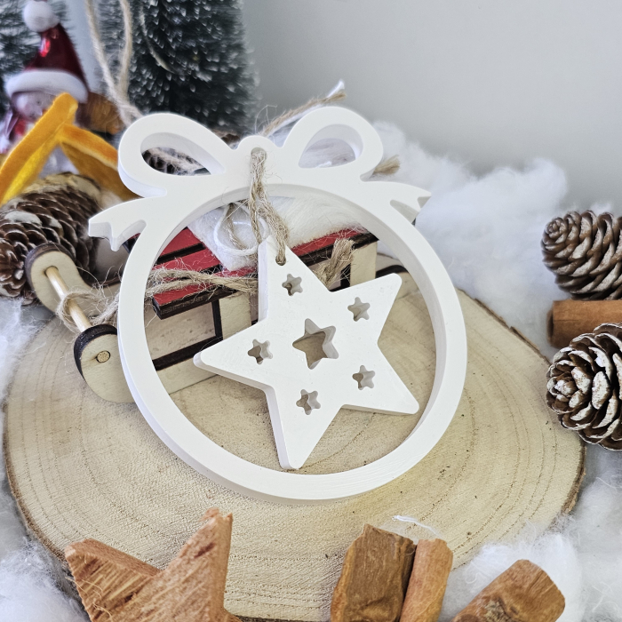 Decor ceramic „Steaua din Cerc” – Alb – 45g – Ornament festiv din praf ceramic [2]
