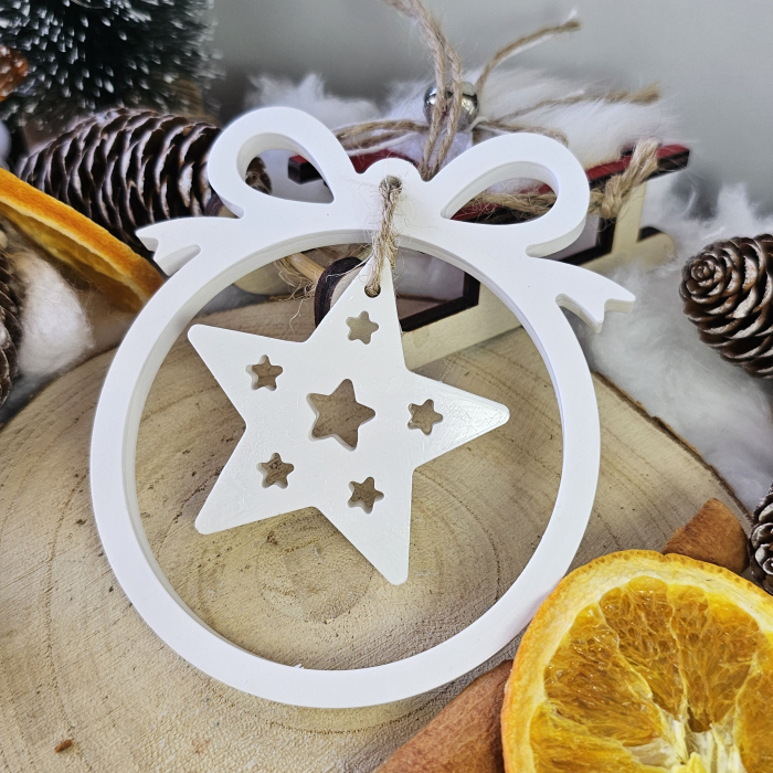 Decor ceramic „Steaua din Cerc” – Alb – 45g – Ornament festiv din praf ceramic [1]