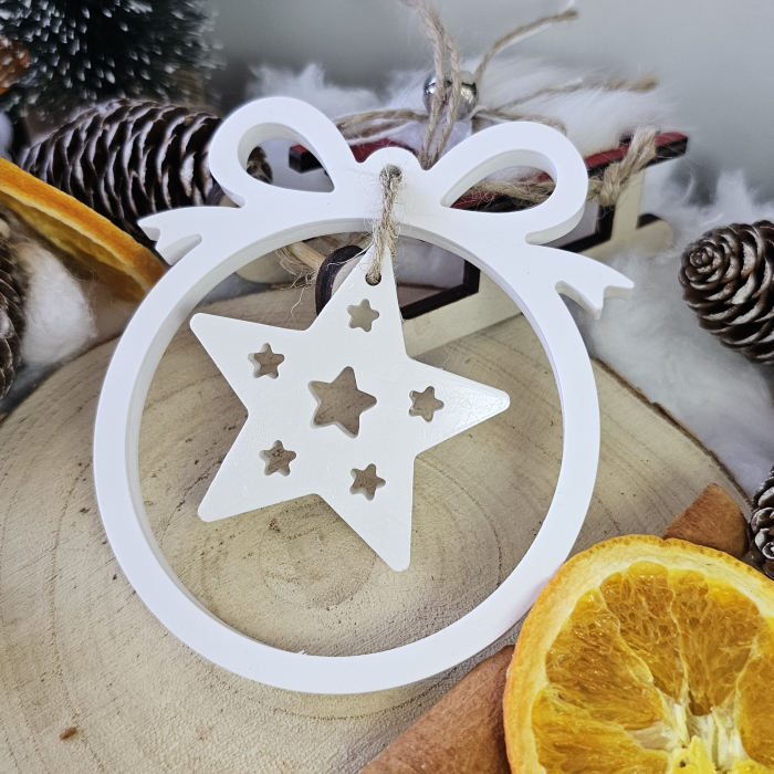 Decor ceramic „Steaua din Cerc” – Alb – 45g – Ornament festiv din praf ceramic [9]