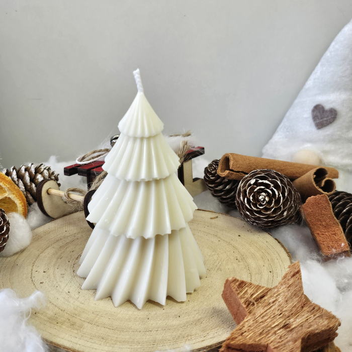 Lumânare decorativă „Bradul Răsfățat” – Alb – 70g - Ceara de soia 100% naturala [4]