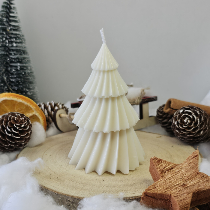 Lumânare decorativă „Bradul Răsfățat” – Alb – 70g - Ceara de soia 100% naturala [2]