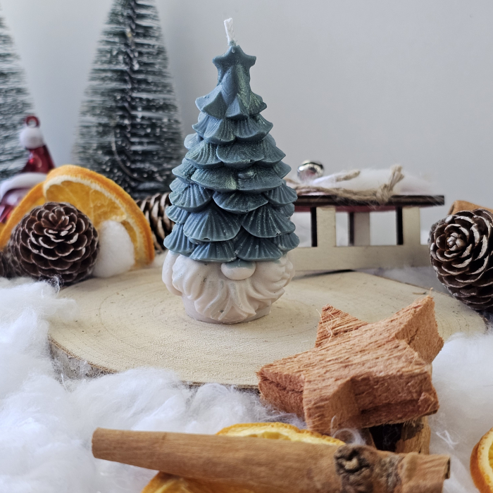 Lumânare decorativă „Bradul Spiridușului” – Verde– 65g - Ceara de soia 100% naturala [5]