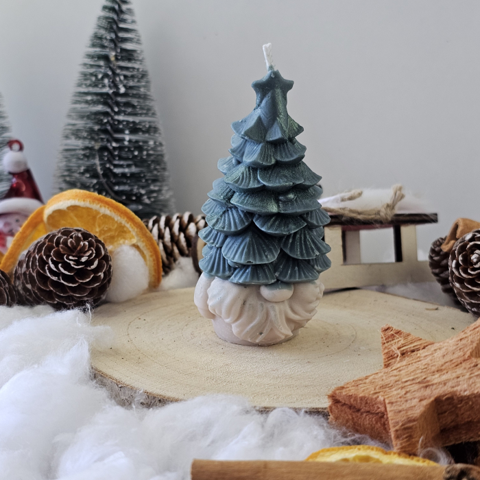 Lumânare decorativă „Bradul Spiridușului” – Verde– 65g - Ceara de soia 100% naturala [4]