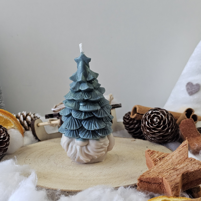 Lumânare decorativă „Bradul Spiridușului” – Verde– 65g - Ceara de soia 100% naturala [2]