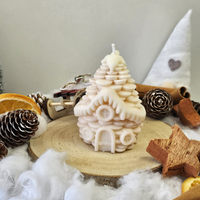 Lumânare decorativă „Căsuța din Poveste” – Alb – 130g- Ceara de soia 100% naturala [6]