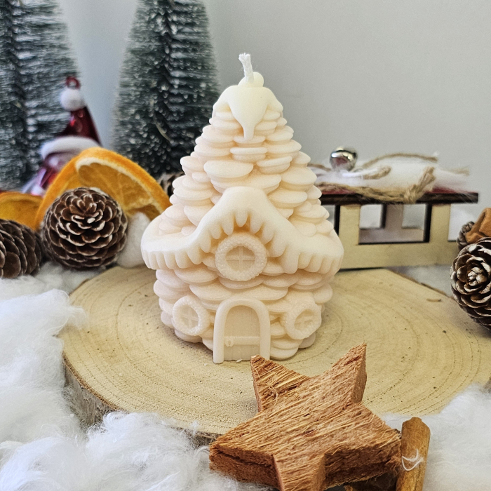 Lumânare decorativă „Căsuța din Poveste” – Alb – 130g- Ceara de soia 100% naturala [8]