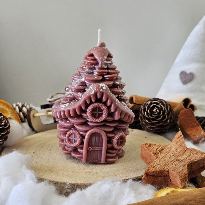 Lumânare decorativă „Căsuța din Poveste” – Maro deschis– 130g- Ceara de soia 100% naturala [3]