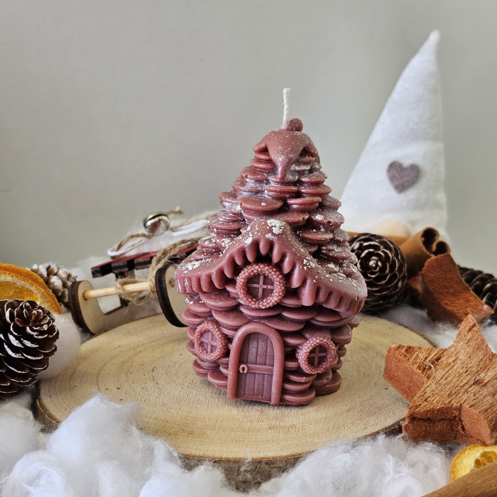 Lumânare decorativă „Căsuța din Poveste” – Maro deschis– 130g- Ceara de soia 100% naturala [4]