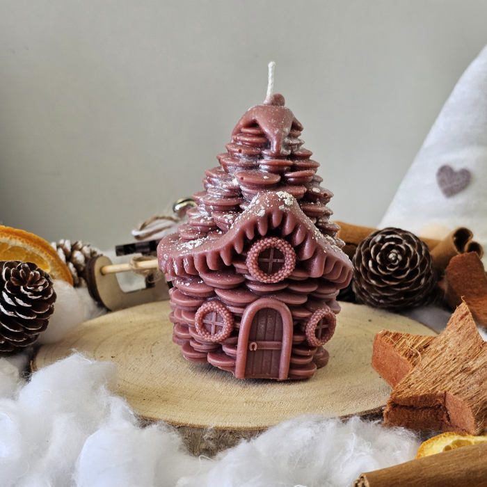 Lumânare decorativă „Căsuța din Poveste” – Maro deschis– 130g- Ceara de soia 100% naturala [2]