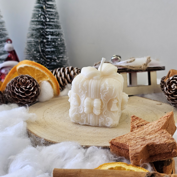 Lumânare decorativă „Darul Iernii” – Alb – 60g – Ceară de soia 100% naturală [2]