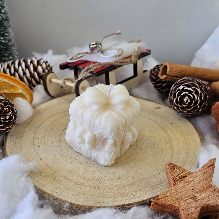 Lumânare decorativă „Darul Iernii” – Alb – 60g – Ceară de soia 100% naturală [5]