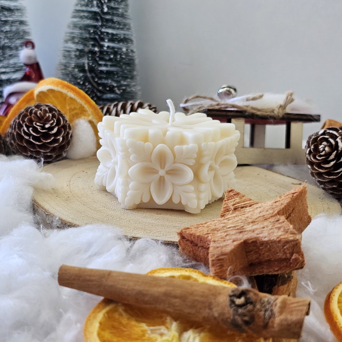 Lumânare decorativă „Fulgul Fermecat” – Alb – 70g – Ceară de soia 100% naturală [8]