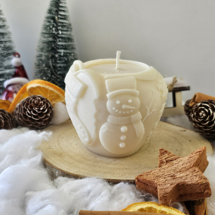 Lumânare decorativă „Mărul Crăciunului” – Alb – 250g – Ceară de soia 100% naturală [3]