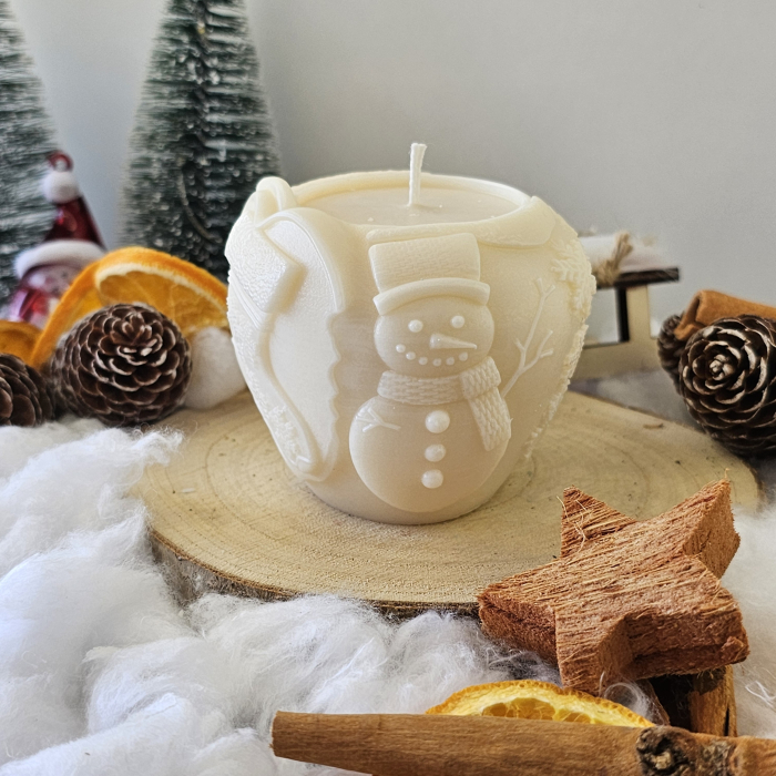 Lumânare decorativă „Mărul Crăciunului” – Alb – 250g – Ceară de soia 100% naturală [4]