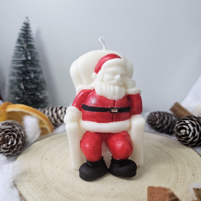 Lumânare decorativă „Moșul Bucuriei” – Alb – 125g – Ceară de soia 100% naturală [4]