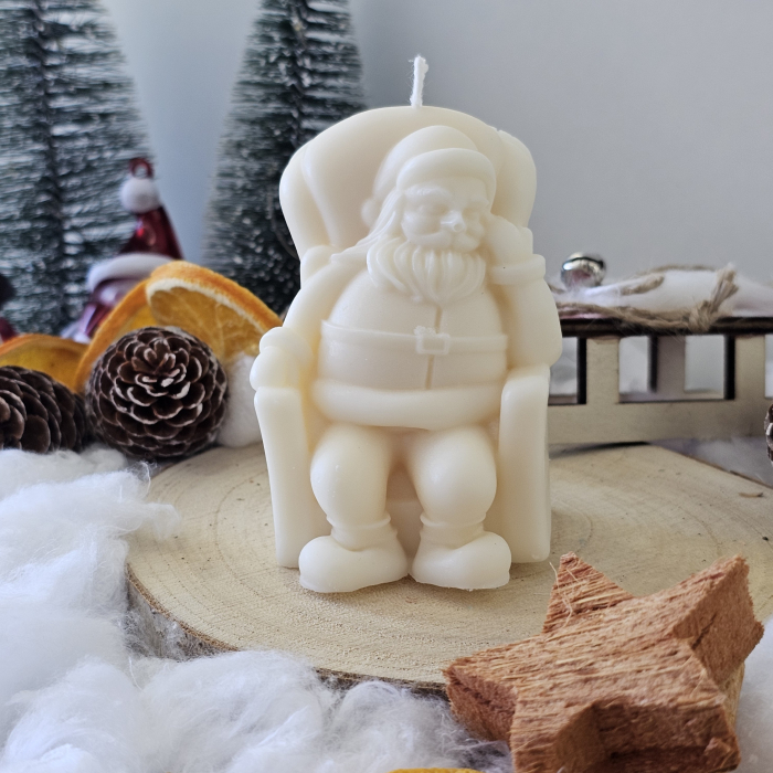 Lumânare decorativă „Moșul Bucuriei” – Alb – 125g – Ceară de soia 100% naturală [6]