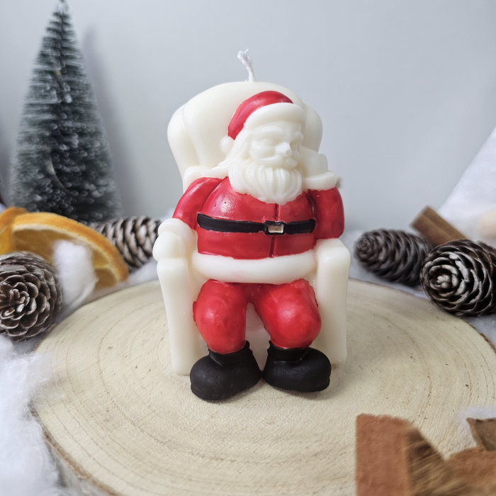 Lumânare decorativă „Moșul Bucuriei” – Alb – 125g – Ceară de soia 100% naturală [3]