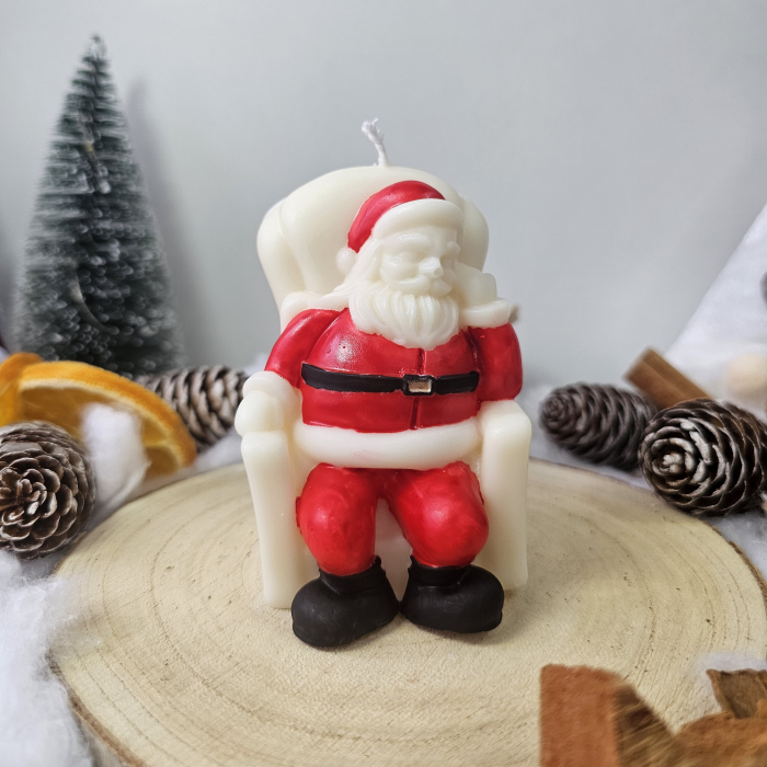 Lumânare decorativă „Moșul Bucuriei” – Alb – 125g – Ceară de soia 100% naturală [2]