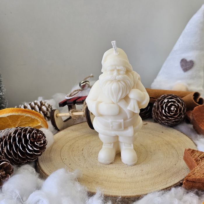 Lumânare decorativă „Moșul din Poveste” – Alb – 75g – Ceară de soia 100% naturală [2]