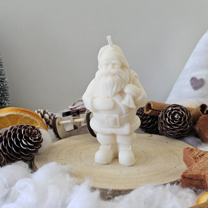 Lumânare decorativă „Moșul din Poveste” – Alb – 75g – Ceară de soia 100% naturală [5]