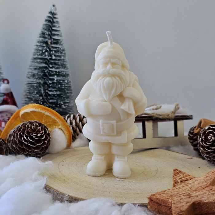 Lumânare decorativă „Moșul din Poveste” – Alb – 75g – Ceară de soia 100% naturală [6]