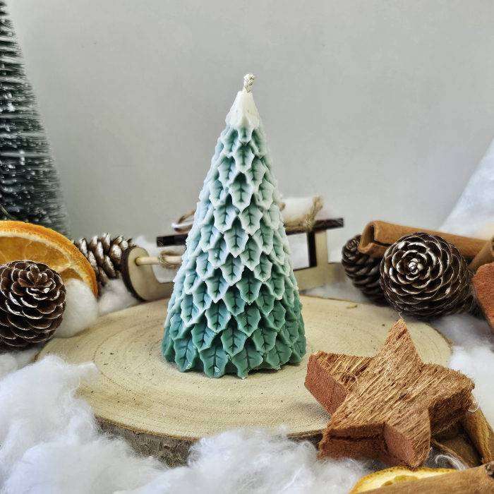 Lumânare decorativă „Sărbătoare în Fitil” –  Zăpadă pe Crenguțe– 55g - Ceara de soia 100% naturala [1]