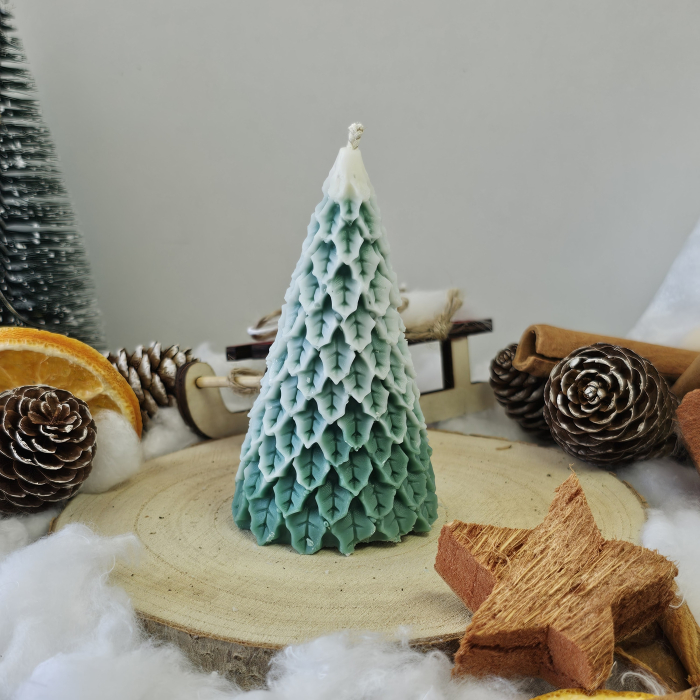 Lumânare decorativă „Sărbătoare în Fitil” –  Zăpadă pe Crenguțe– 55g - Ceara de soia 100% naturala [2]