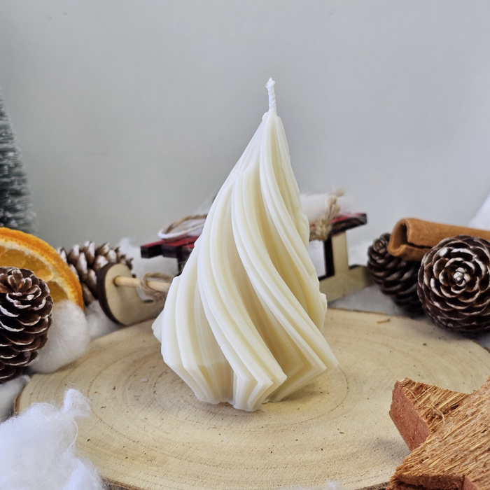 Lumânare decorativă „Spirală Dulce” – Alb – 50g - Ceara de soia 100% naturala [2]