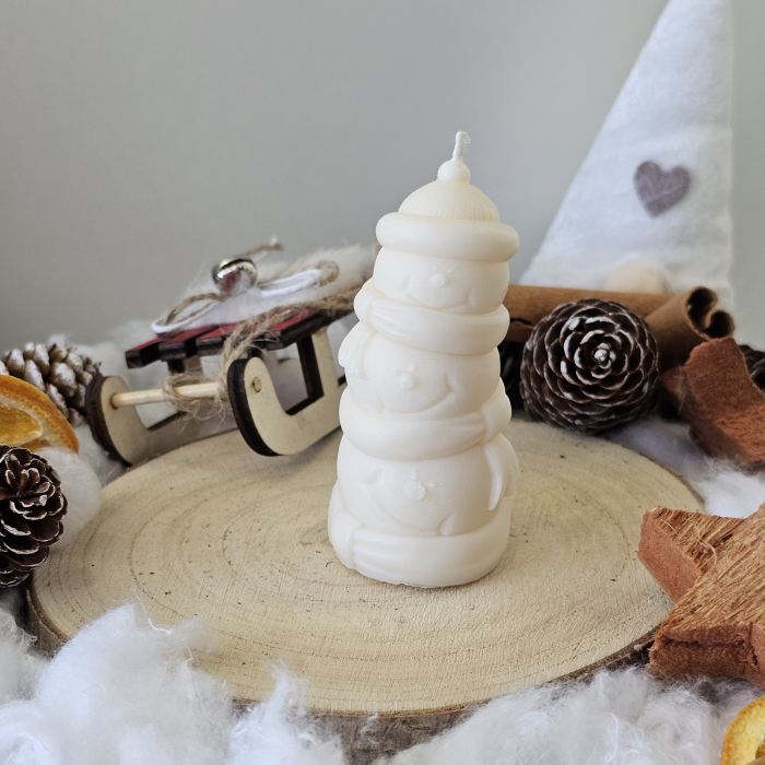 Lumânare decorativă „Trio de Zăpadă – Magia Sărbătorilor” – Alb – 60g – Ceară de soia 100% naturală [6]