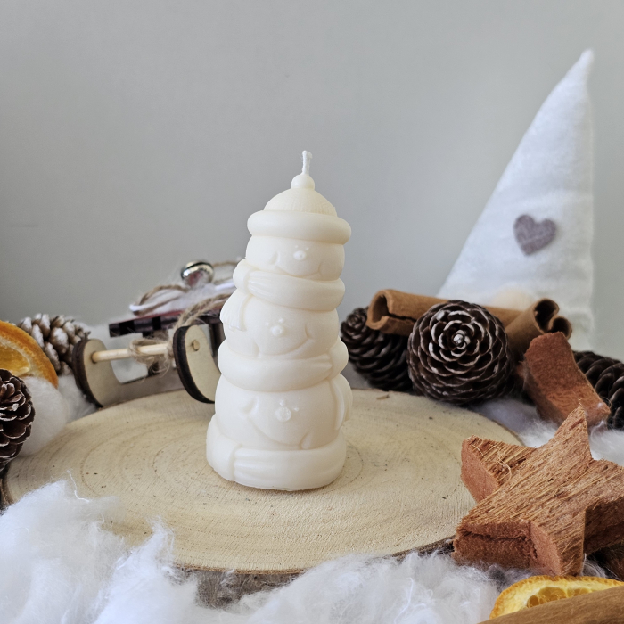 Lumânare decorativă „Trio de Zăpadă – Magia Sărbătorilor” – Alb – 60g – Ceară de soia 100% naturală [2]