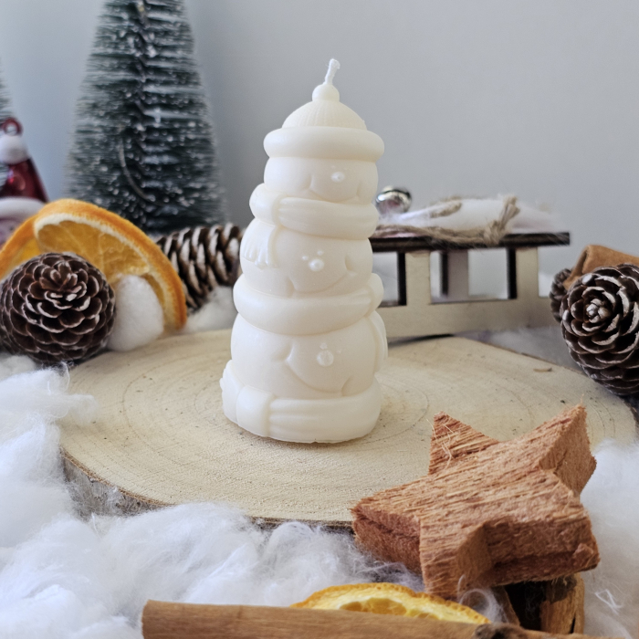 Lumânare decorativă „Trio de Zăpadă – Magia Sărbătorilor” – Alb – 60g – Ceară de soia 100% naturală [3]