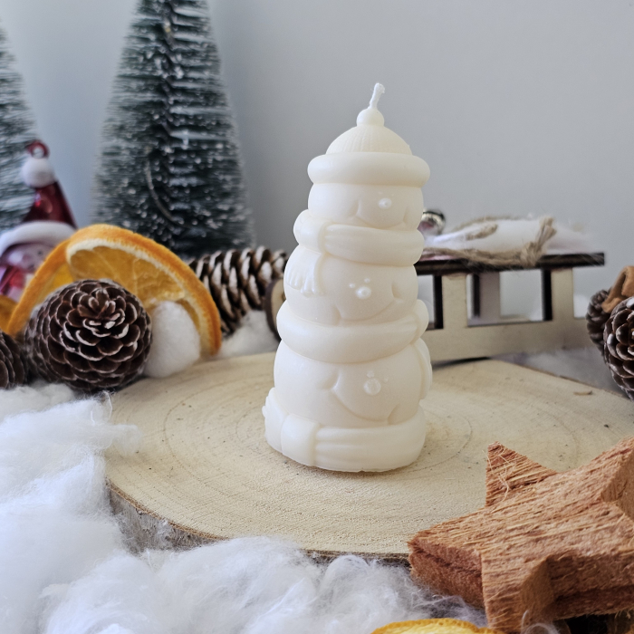 Lumânare decorativă „Trio de Zăpadă – Magia Sărbătorilor” – Alb – 60g – Ceară de soia 100% naturală [4]