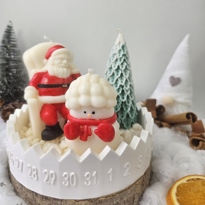 Set decorativ Crăciun – Moș, brad și om de zăpadă pe suport ceramic numerotat [3]