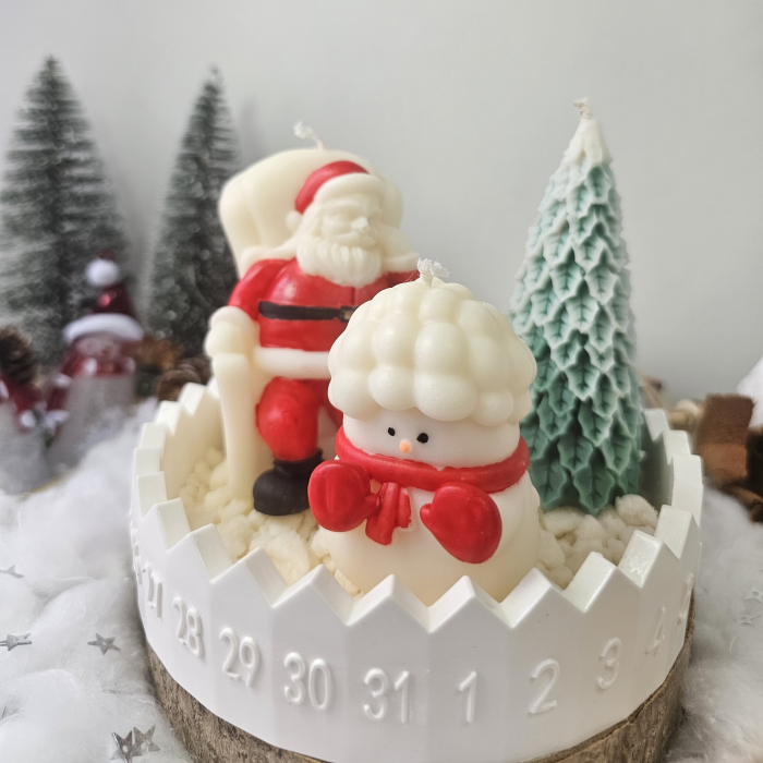 Set decorativ Crăciun – Moș, brad și om de zăpadă pe suport ceramic numerotat [4]