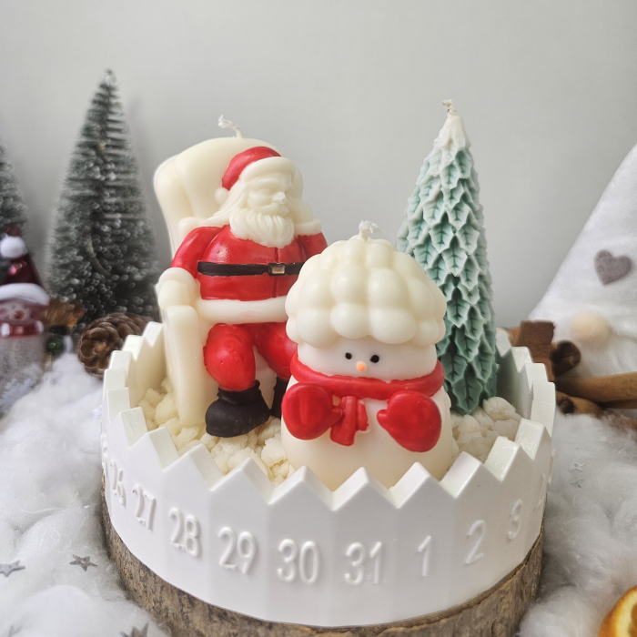 Set decorativ Crăciun – Moș, brad și om de zăpadă pe suport ceramic numerotat [5]