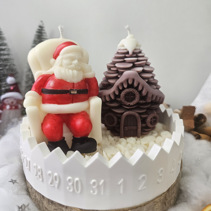 Set decorativ Crăciun – Moș și brad ciocolatiu pe suport ceramic numerotat [2]