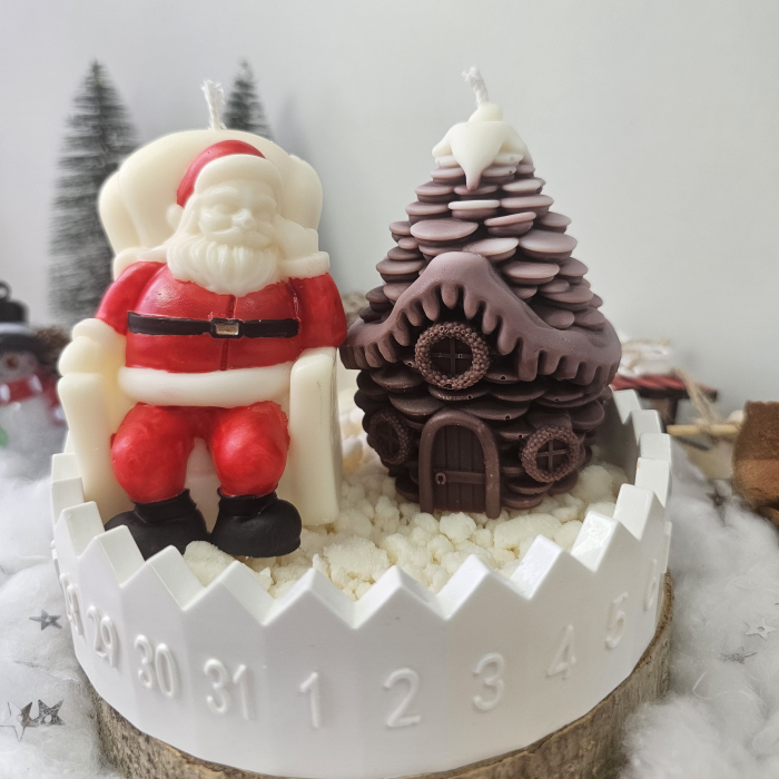 Set decorativ Crăciun – Moș și brad ciocolatiu pe suport ceramic numerotat [1]