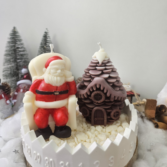 Set decorativ Crăciun – Moș și brad ciocolatiu pe suport ceramic numerotat [5]