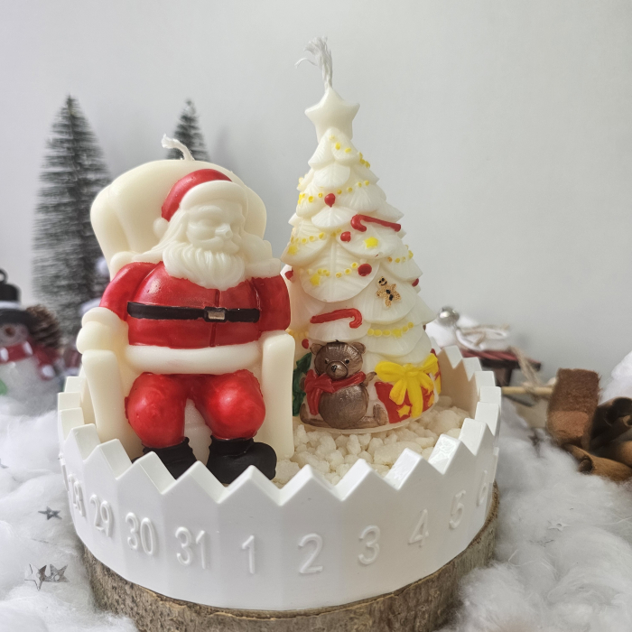 Set decorativ Crăciun – Moș și brad pe suport ceramic numerotat - pictat manual [1]