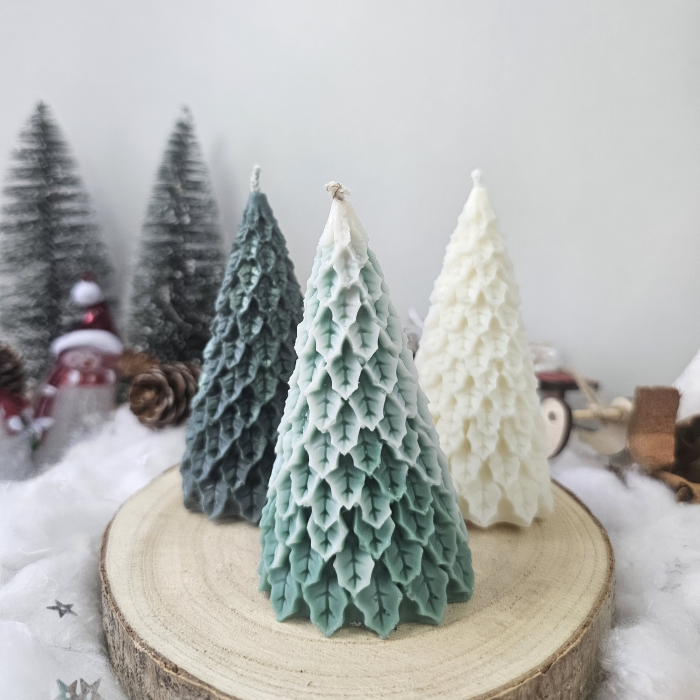 Set decorativ Crăciun – Trei brăduți din ceară [1]