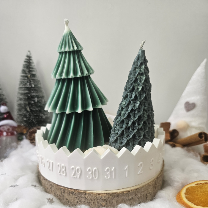 Set decorativ „Farmec de iarnă” – ceară naturală & suport ceramic handmade [1]