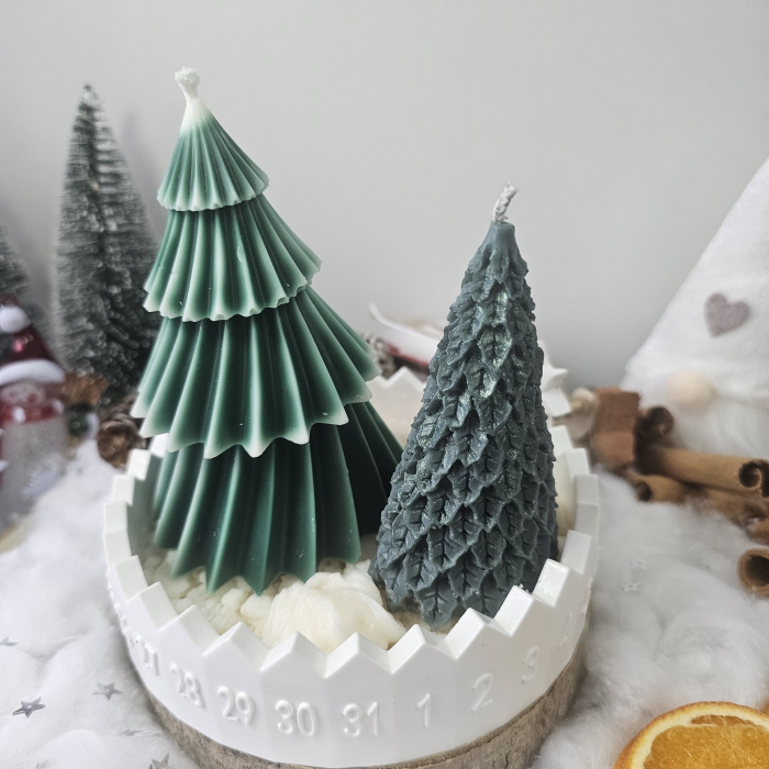 Set decorativ „Farmec de iarnă” – ceară naturală & suport ceramic handmade [5]