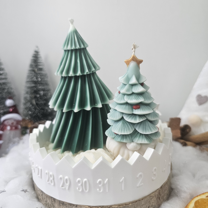 Set decorativ „Gnom și Brăduț de iarnă” – ceară naturală & suport ceramic numerotat [9]