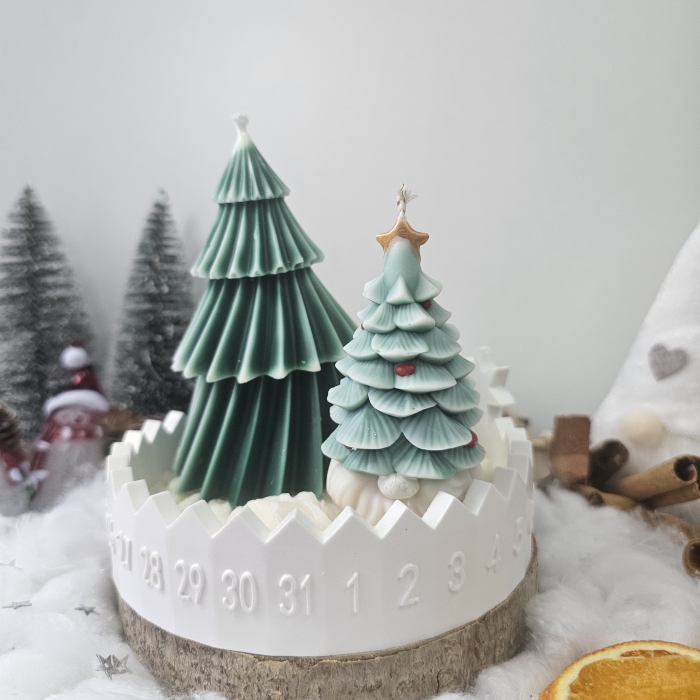 Set decorativ „Gnom și Brăduț de iarnă” – ceară naturală & suport ceramic numerotat [1]