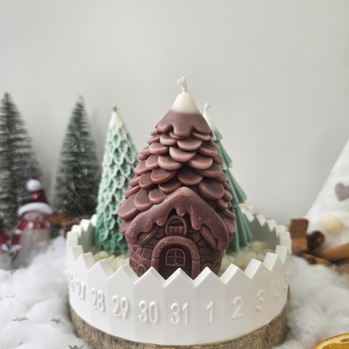 Set handmade Crăciun – Căsuța din pădure și brazii magici pe suport ceramic numerotat [5]