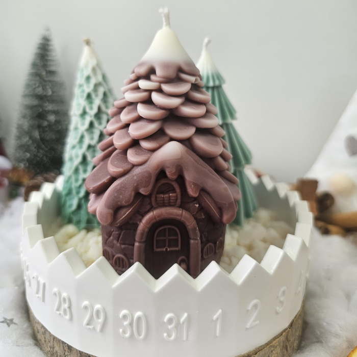 Set handmade Crăciun – Căsuța din pădure și brazii magici pe suport ceramic numerotat [3]