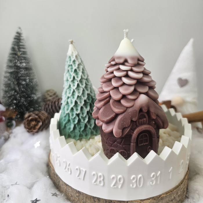 Set handmade Crăciun – Căsuța din pădure și brazii magici pe suport ceramic numerotat [2]