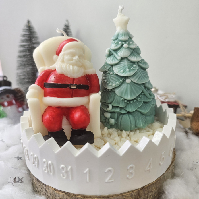 Set handmade de iarnă – Moș și brad pe bază ceramică cu aromă festivă [5]