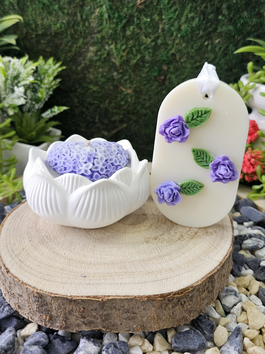 Set Lumanare & Odorizant Bloom – Eleganta Florala cu Trandafir Akito & Iasomie – handmade, wax melts, ceara de soia 100% naturala, ceara parfumata – 100g [5]