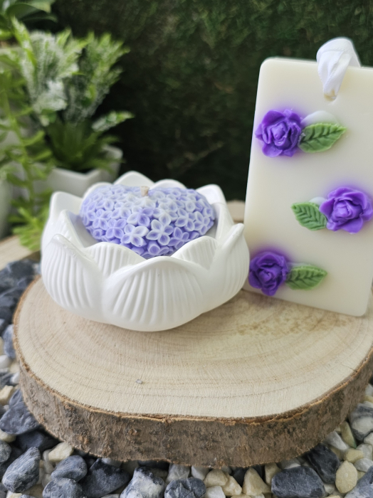 Set Lumanare & Odorizant Bloom – Eleganta Florala cu Trandafir Akito & Iasomie – handmade, wax melts, ceara de soia 100% naturala, ceara parfumata – 100g [4]